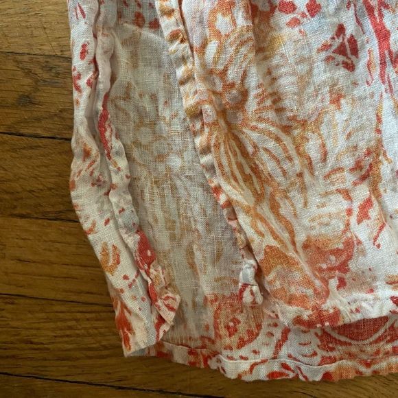 Chicos Linen Popover Tunic - 0P - Orange Paisley - Picture 6 of 7